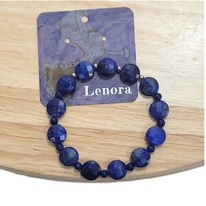 Hand Crafted Lapis Gold-filled Bracelet Coin Cut AAA Grade Size 7.5 In